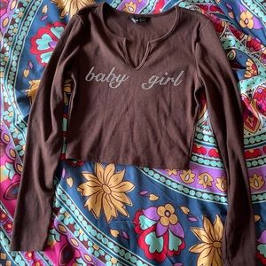 y2k brown baby girl crop top